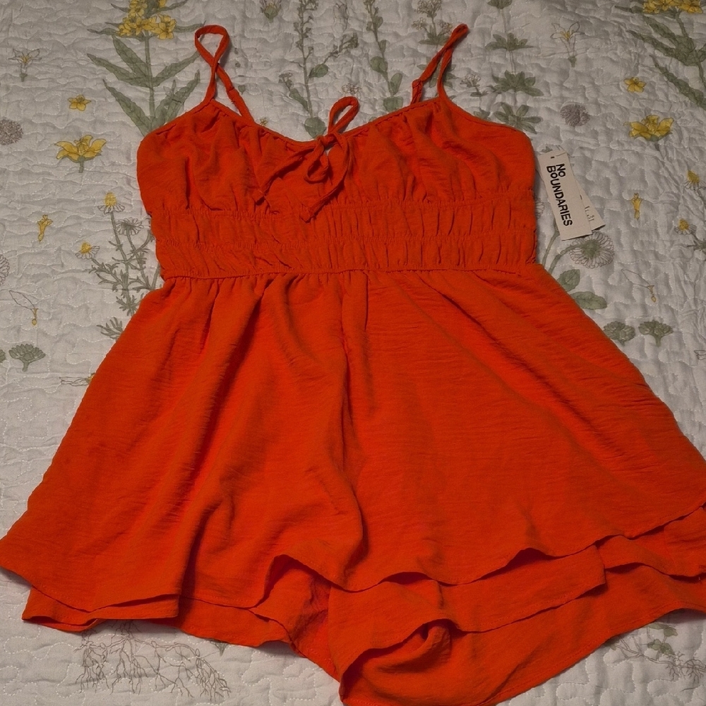 🙊 5/$30 No Boundaries Vibrant Pink/Orange Romper